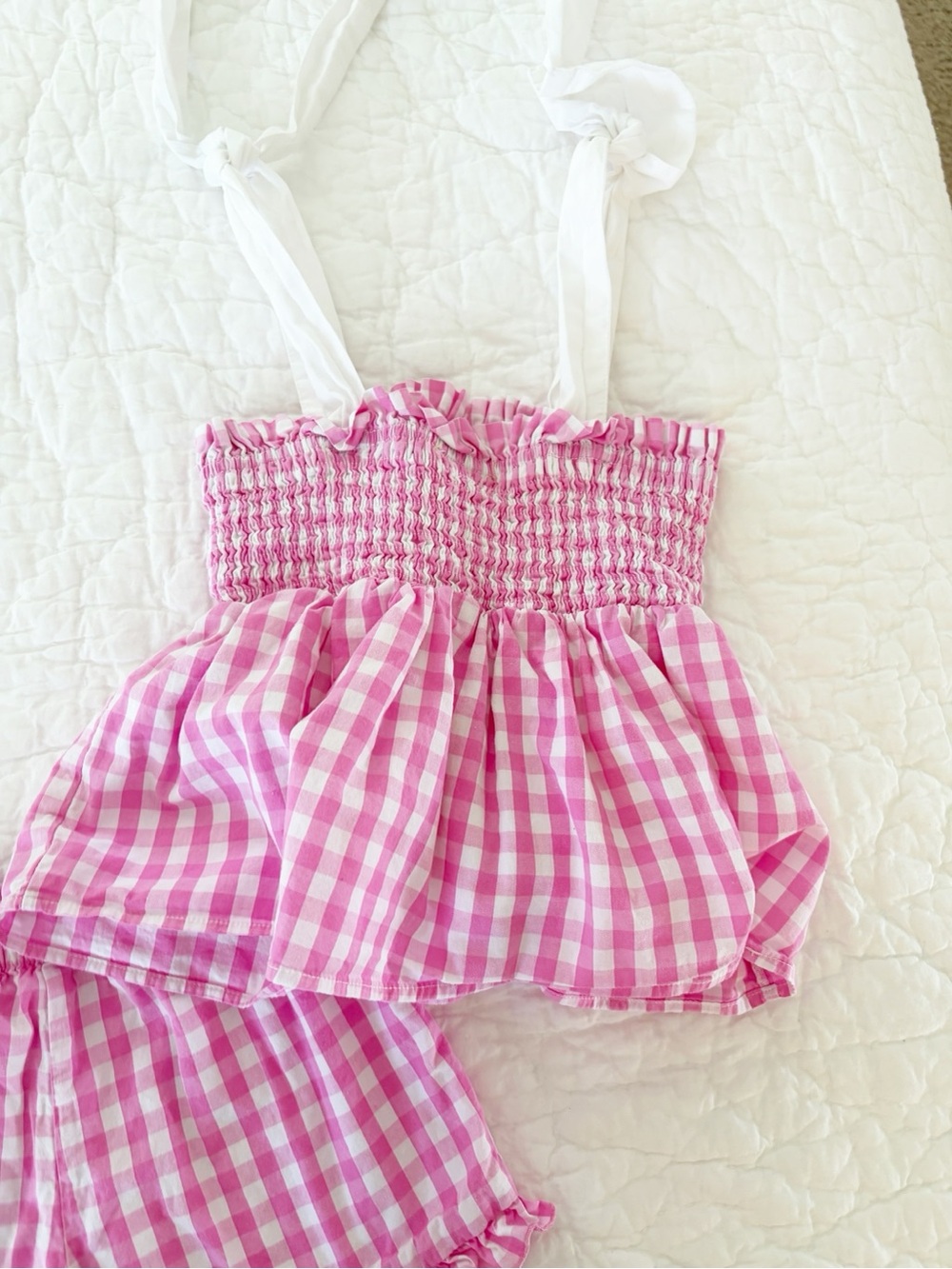 6 • Classic Whimsy Girls Pink Gingham Ruffle Shorts Set matching set - Picture 5 of 9